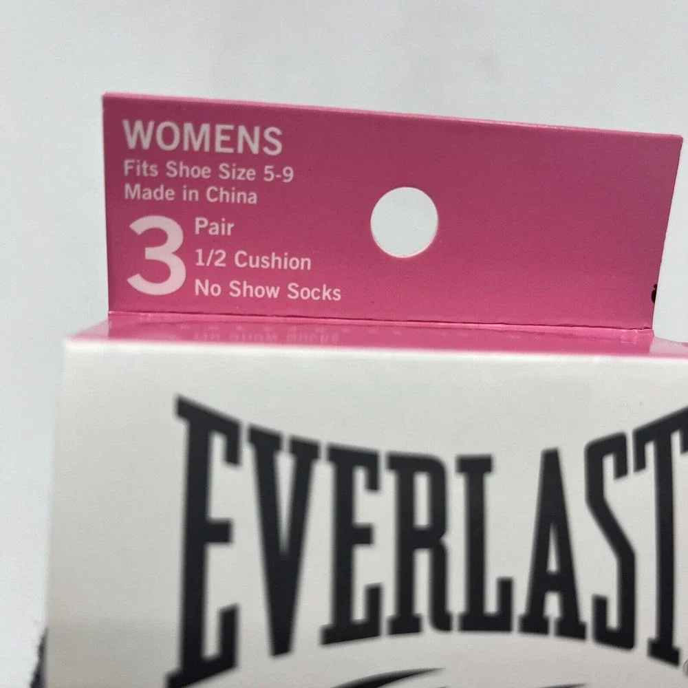 Everlast‎ Socks Womens Shoe Size 5 - 9 1/2 Cushion No Show Socks 3 Pair